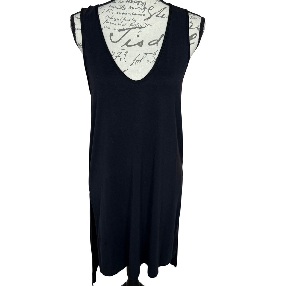 SALE Anthro Akemi + Kin Sleeveless Black‎ Dress V-Neck Side Slit Minimalist
